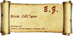Bink Zágon névjegykártya